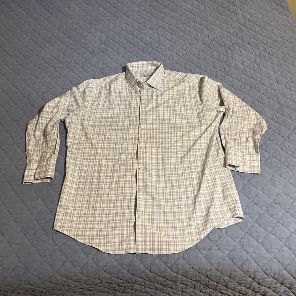 Peter Millar Blue and White Plaid Button‎ Down Shirt
